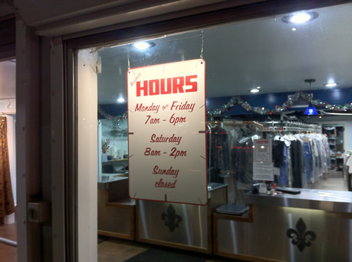 Hours of Operation Sign